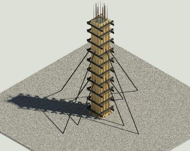 模板工程样板做的资料下载-方柱模板支设Revit施工工艺质量样板族