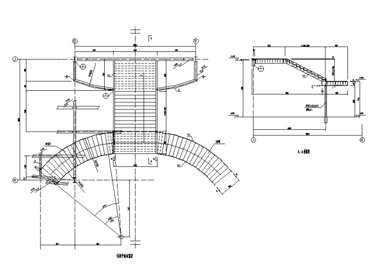 建筑CAD楼梯详图资料下载-圆弧楼梯详图CAD