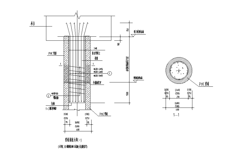 桩与承台钢筋连接资料下载-管桩接桩大样&管桩与承台连接大样CAD