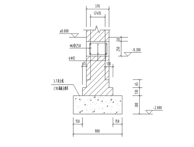 砖砌大放脚条基结构详图cad