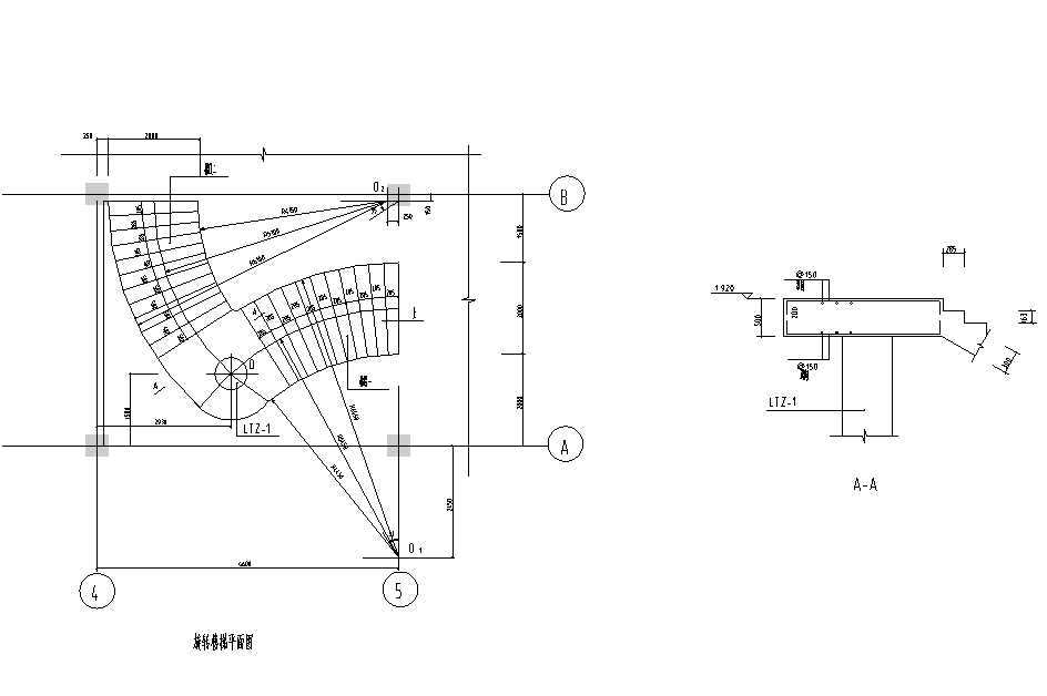 混凝土旋转楼梯图cad