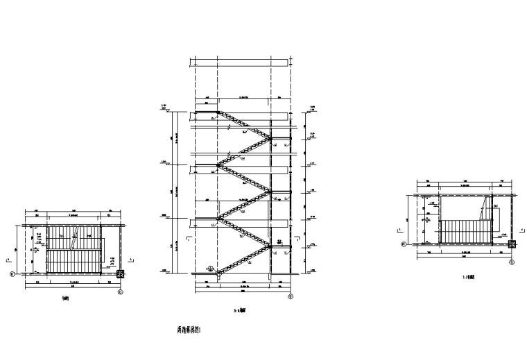 建筑CAD楼梯详图资料下载-两跑楼梯详图CAD