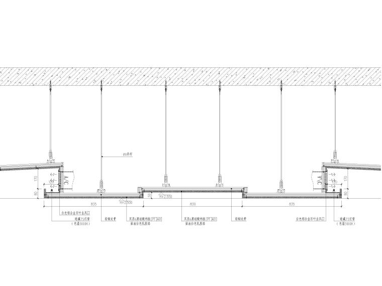 石膏板，钢板，铝板，铝格栅天花吊顶节点图-石膏板造型天花节点详图
