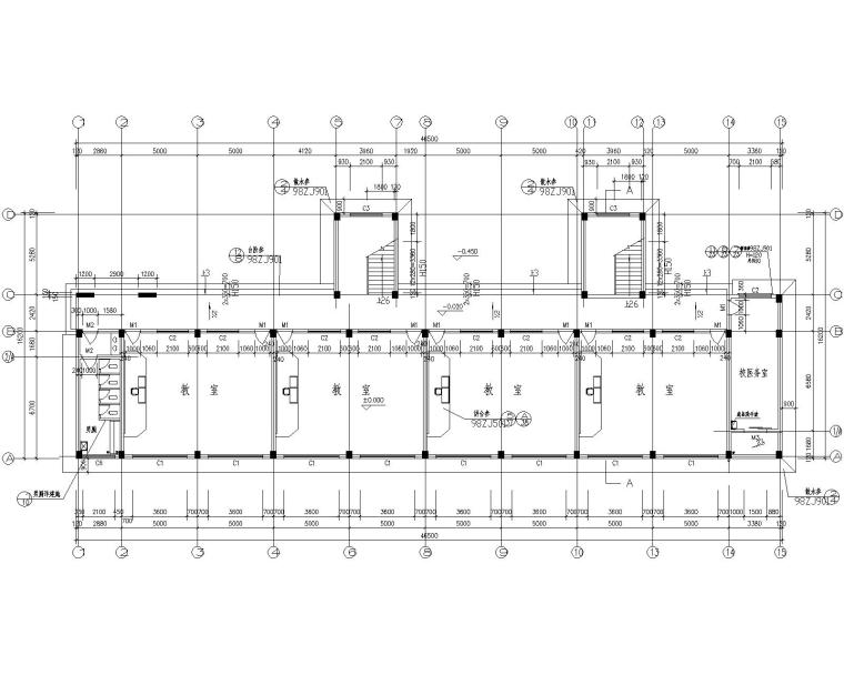 多层教学楼施工图含建筑图资料下载-学校教学楼7层框架结构施工图CAD含建筑图