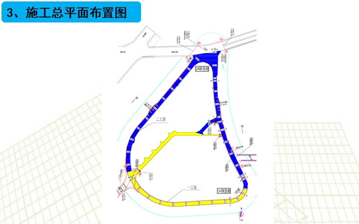 市政道路工程项目部实施计划汇报（PPT）-施工总平面布置图