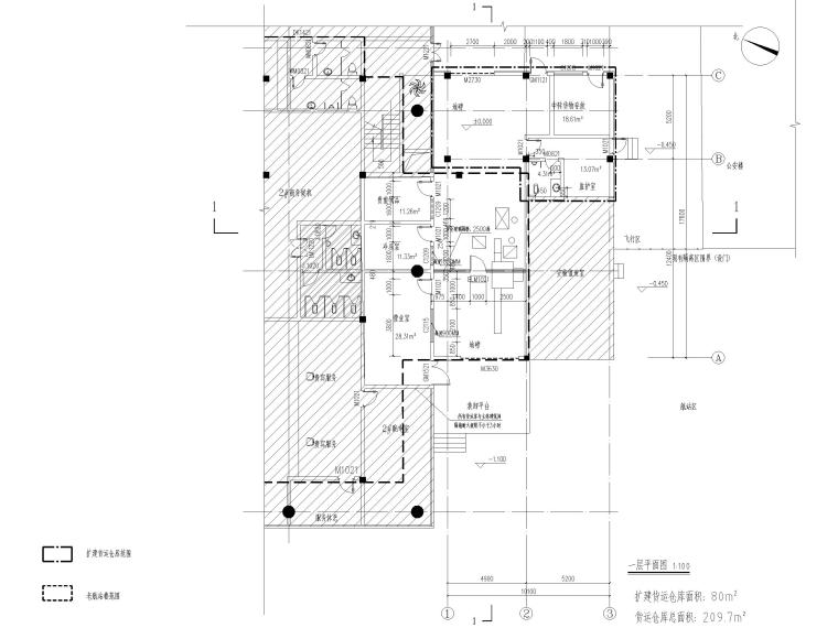 航站楼改扩建及相关配套建筑含招标答疑清单-货运仓库平面图