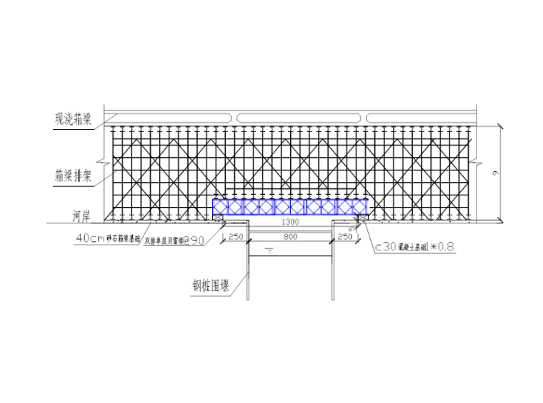 [北京]高速公路围堰技术交底及安全交底-箱梁跨河门洞示意图