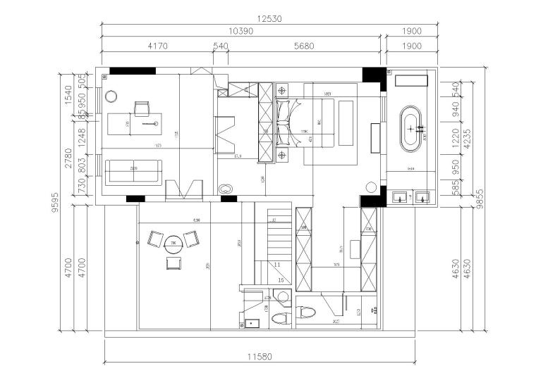 洋房施工图全套资料下载-[湖南]长沙310 ㎡顶层洋房住宅设计施工图