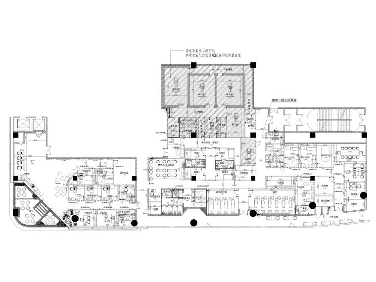 ​[上海]1400㎡光泽私立医院装修设计施工图-四层正压、负压管线布置图