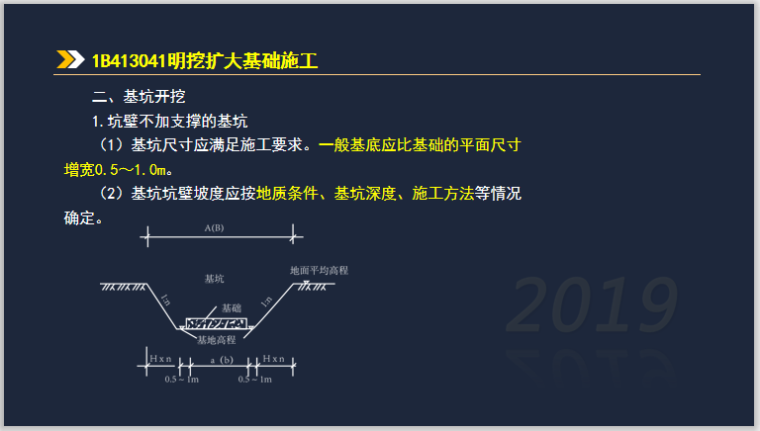 一建公路实务考试1B413000公路桥梁(319页)-坑壁不加支撑的基坑