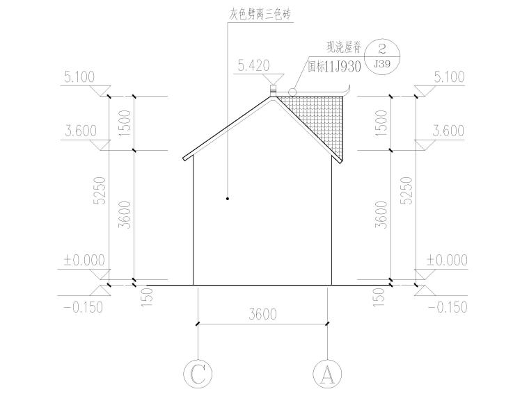 粮油交易市场公厕建筑结构施工图2019-建筑立面图3