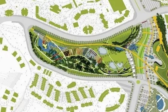 有一定的相对高度和绝对高度, 地形起伏较大,而山地公园位于城市或