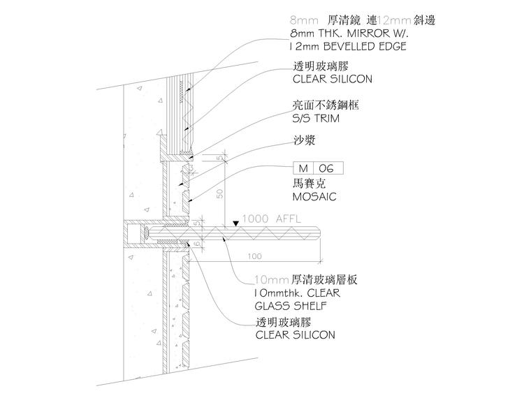 41套室内通用节点详图（楼梯，家具，收口）-玻璃层板大样图