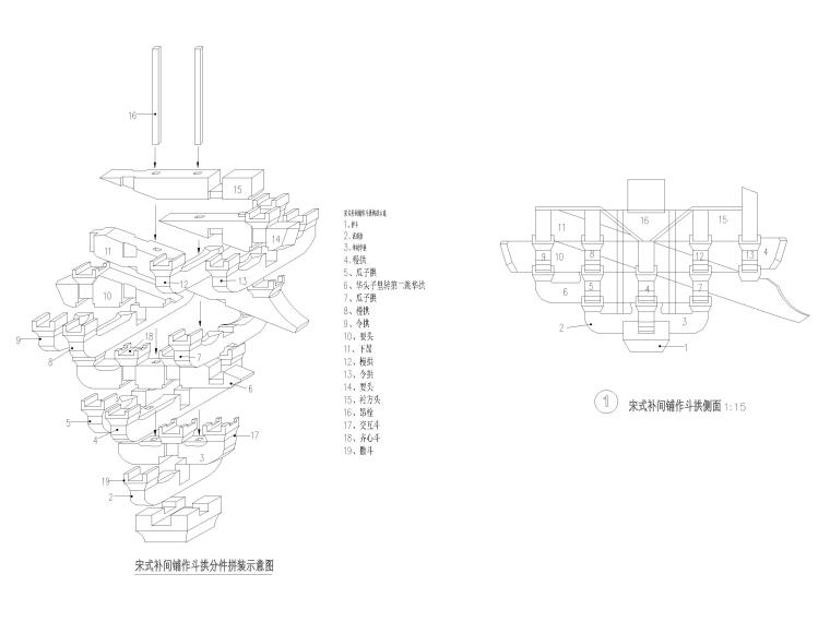 中式古建节点详图资料下载-中式古建斗拱通用节点大样详图