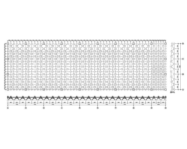 建筑屋面节点cad资料下载-多功能展厅网架屋面结构施工图CAD含节点