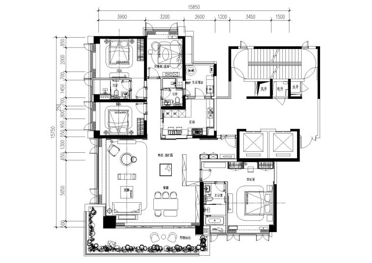 户型室内效果图资料下载-[广州]佛山230户型大平层全套施工图_效果图