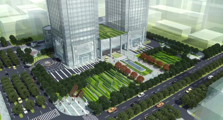 办公区景观设计初设资料下载-[上海]现代风格综合商务办公区景观设计方案