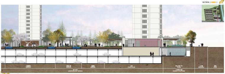 [浙江]杭州新中式风格居住区景观设计方案-剖面图