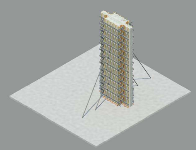 圆柱墩柱模板计算资料下载-连墙柱模板支设Revit模型(2016)