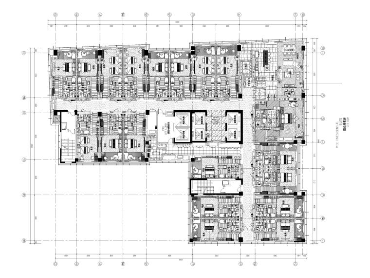 [南京]五星度假酒店装修工程项目全套施工图-二十一层平面布置图