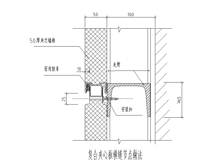 岩棉夹心板施工工艺资料下载-复合夹心板横缝节点做法