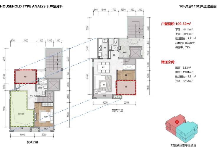 长沙东十路高层公寓_复式跃层投标方案2019-户型分析