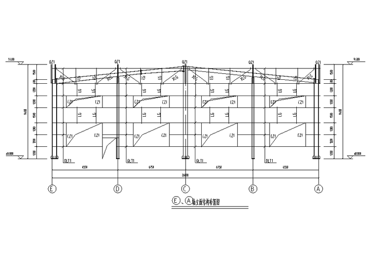 [毕节]连跨门式刚架结构厂房结构施工图2019-墙面檩条立面结构布置图