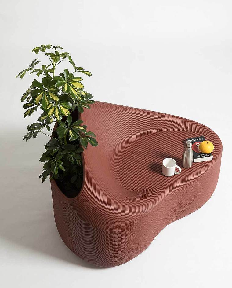 带绿色植物的座椅设计