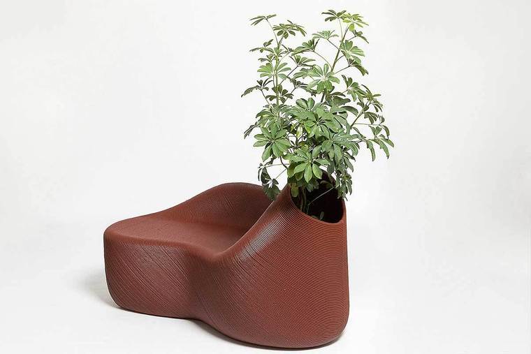 带绿色植物的座椅设计