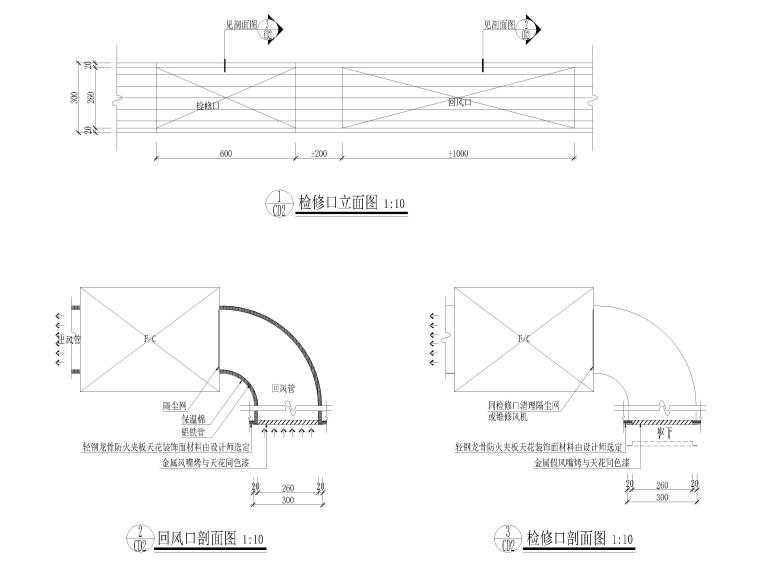 CCD通用节点详图（墙体,天花,楼梯,门表等）-天花风机检修口详图