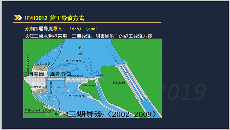 一建水利实务考试1F412012施工导流方式-三期导流、明渠通航