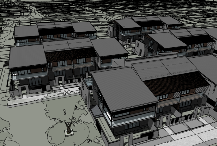 5层别墅模型资料下载-乌镇2层中式风格售楼处+别墅SU模型