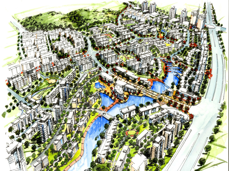 中式滨水绿地景观设计资料下载-[广西]滨水绿城景观设计方案