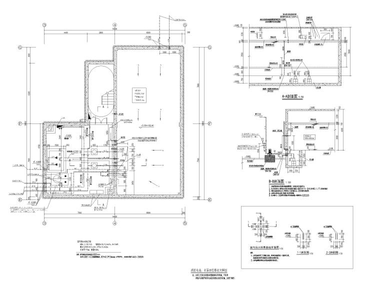 水泵水箱cad资料下载-消防水池_水泵房给排水大样图CAD