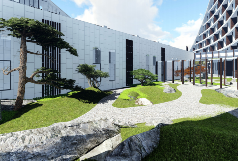 新中式景观设计分析资料下载-[江西]景德镇酒店新中式庭院景观设计
