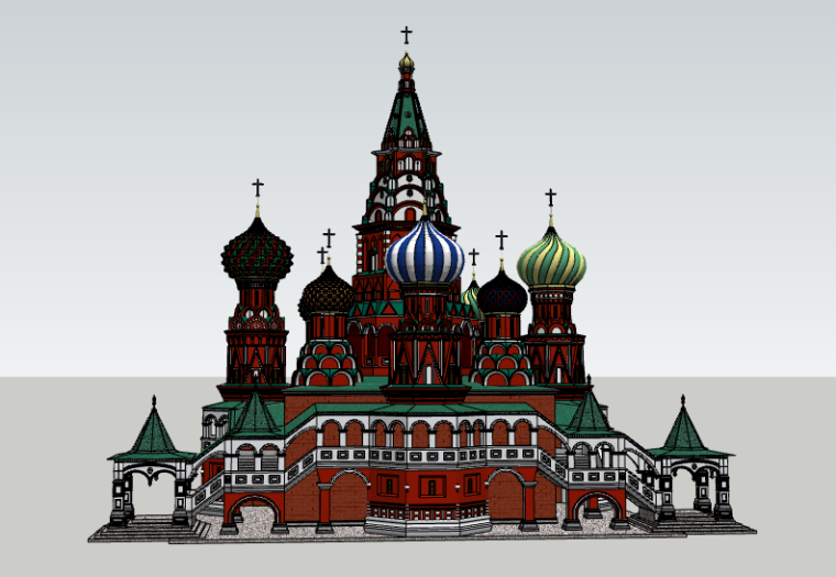 哥特式教堂建筑cad资料下载-俄罗斯风情教堂建筑SU模型