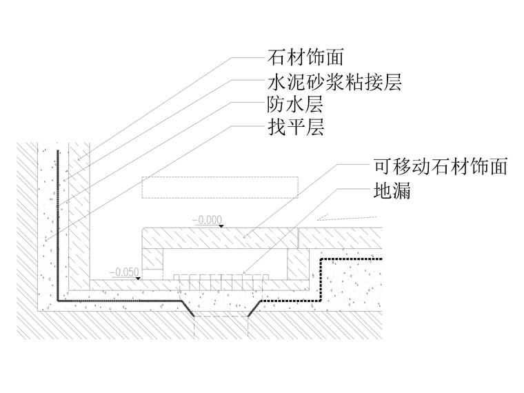 51套卫生间节点详图（公卫，浴缸，台盆等）-卫生间暗藏式地漏节点