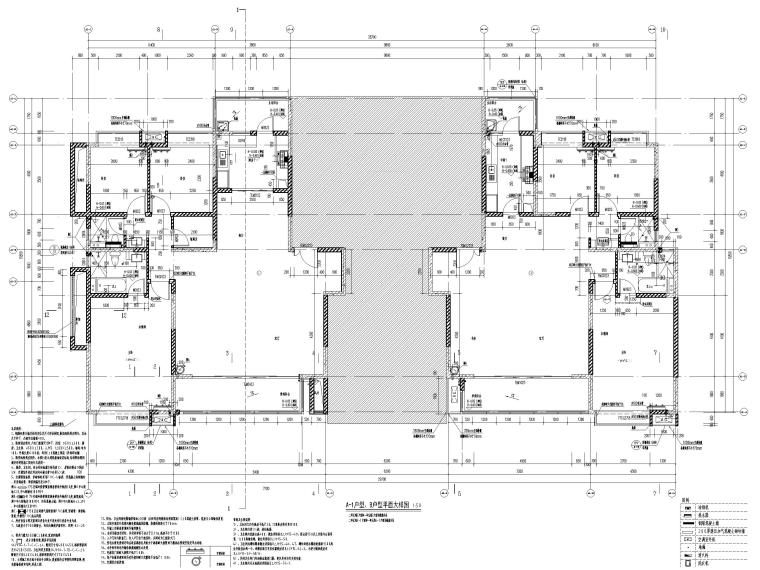 国际公馆高层剪力墙结构住宅建筑施工图2020-A-1户型、B户型平面大样图
