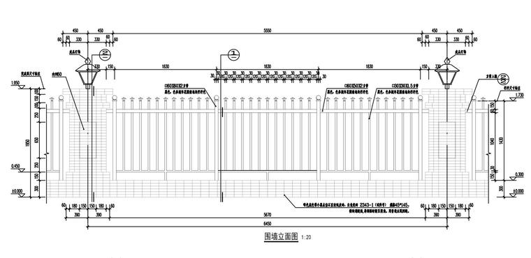 su围墙模型素材资料下载-知名企业城市花园围墙详图设计