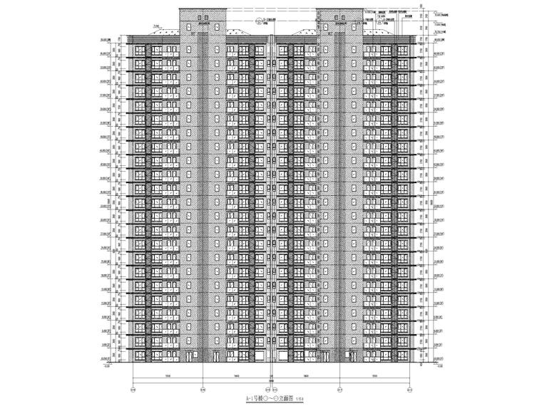 国际公馆高层剪力墙结构住宅建筑施工图2020-1号楼立面图2