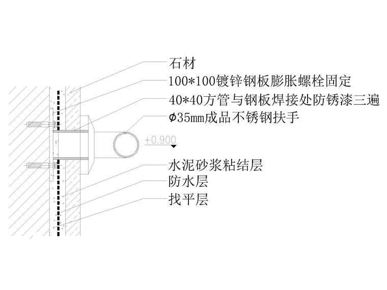 51套卫生间节点详图（公卫，浴缸，台盆等）-卫生间残疾人不锈钢扶手节点