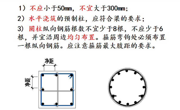 G901图集现浇混凝土结构施工框架柱讲义PPT-07 框架柱纵向钢筋的净距