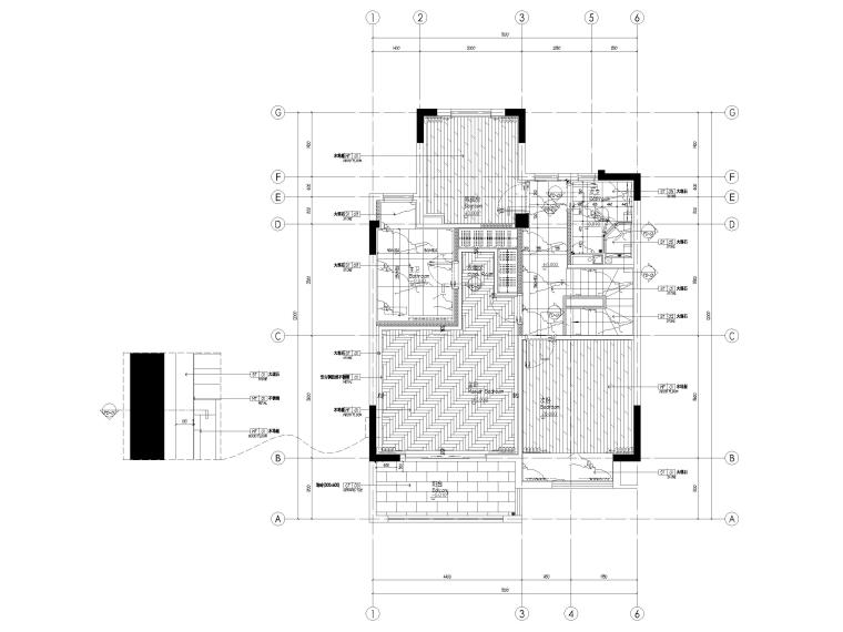 [无锡]金茂府302㎡三居下叠叠墅样板间图纸-下叠二层地面铺装图