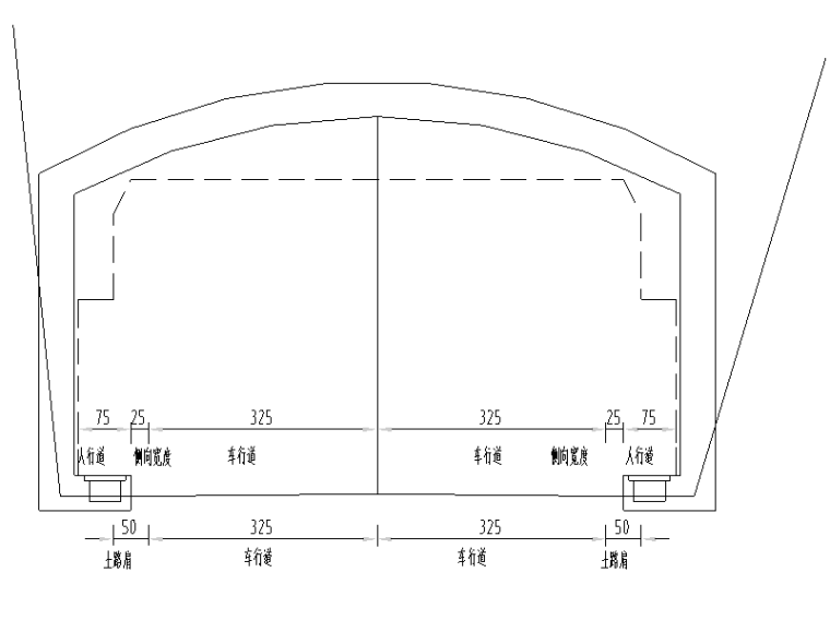 [重庆]公路隧道提质升级施工图设计-隧道断面示意图