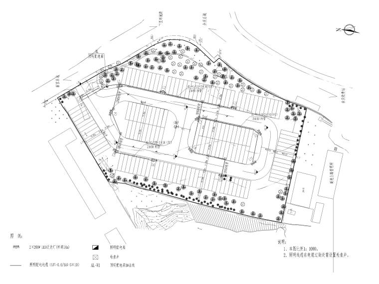 高速收费路口旁大型停车场全套施工图2019-照明平面图