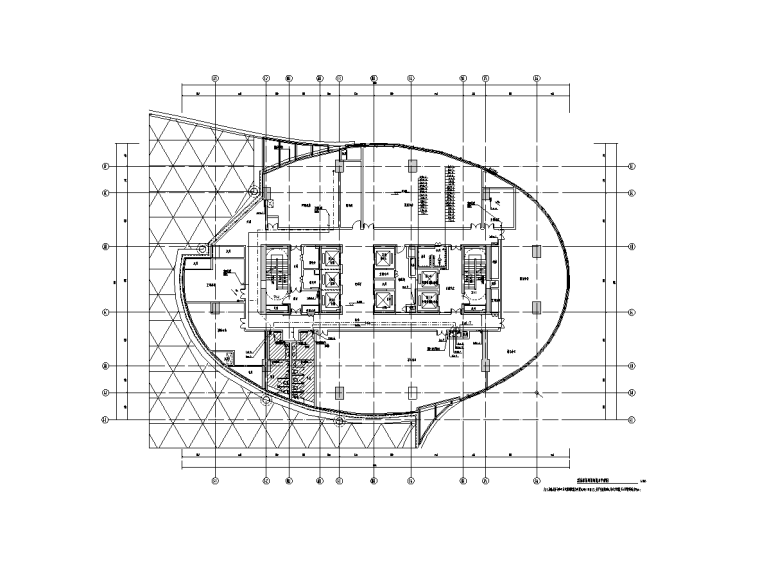 14.9万平大型公共建筑给排水施工图-酒店塔楼四层给排水平面图