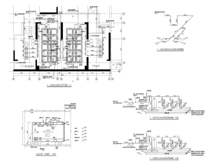医院生活_消防泵房大样图CAD-C、D座生活泵房大样图（一）
