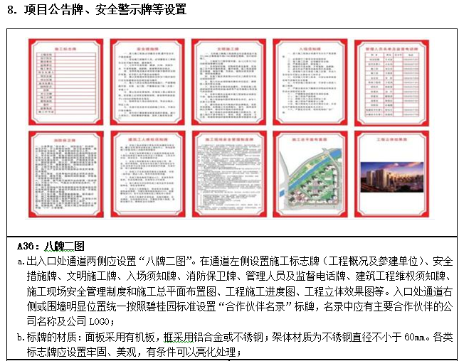 名企施工现场安全与文明施工管理办法(图文)-项目公告牌、安全警示牌等设置