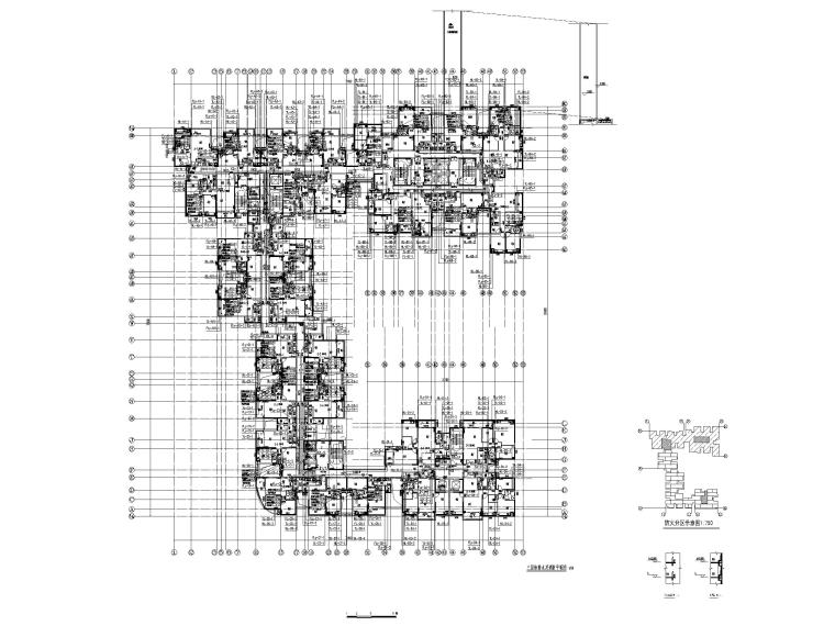 [广州]人民医院扩建给排水施工图_回迁楼-三层给排水及消防平面图