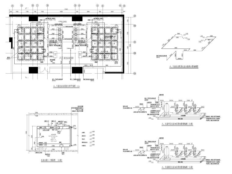 [广州]人民医院扩建给排水施工图_回迁楼-A、B座生活泵房大样图（一）